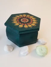 Load image into Gallery viewer, Small Green Wooden Mandala Box
