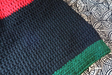 Load image into Gallery viewer, Large Red/Black/Green Crochet Hat
